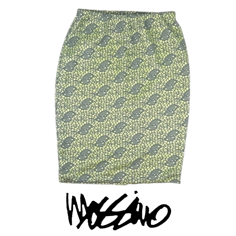 Retro Lime Green Skirt with Gray Lace Overlay, XS